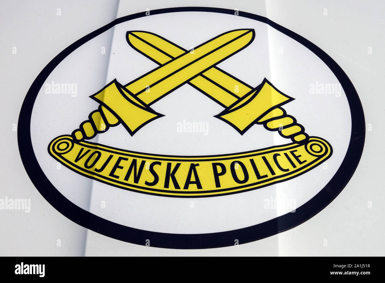 Tschechische Militärpolizei, Logo auf MP Auto, Vojenska Regel Tschechische Republik Stockfoto