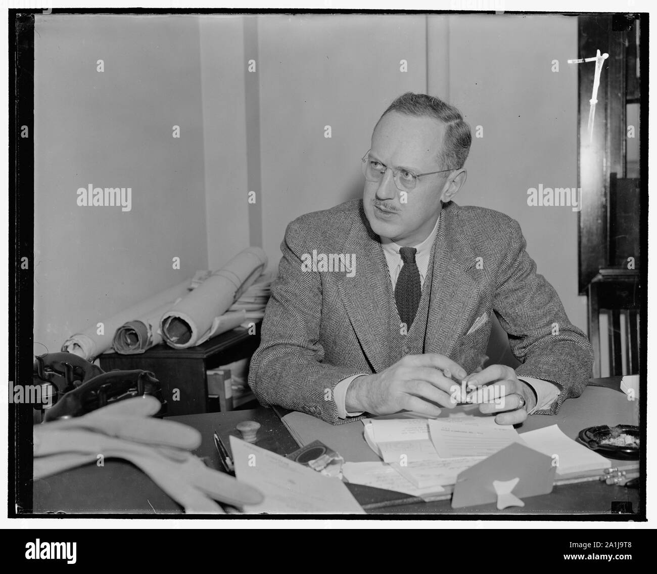 WPA post genannt. Washington, D.C., 31.12.29. Kapitän G.E. Textor, Korps der Ingenieure, U.S. Army, hat Executive Assistant genannt worden zu Maj B.M. Bluff Bed and Breakfast, ein anderer Offizier vor kurzem ernannte Assistent WPA Administrator und Chef des WPA-Ingenieure, 12/29/38 Stockfoto