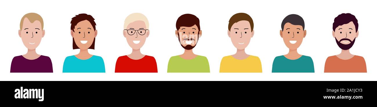 Gruppe von Menschen Zeichen. Diverse avatar Symbole. Vector Illustration Stock Vektor