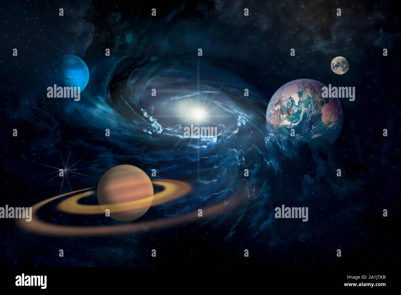 Planeten im Sonnensystem in den sternklaren Universum mit Kopie Raum Elemente dieses Bild von der NASA eingerichtet Stockfoto