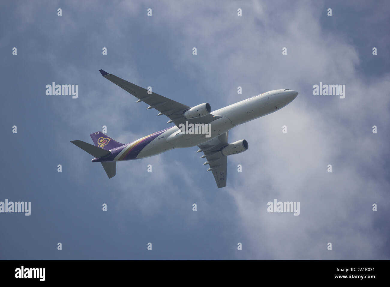 Chiangmai, Thailand - 16. September 2019: HS-TBG Airbus A330-300 von Thaiairway. Von Chiangmai Flughafen in Bangkok. Stockfoto