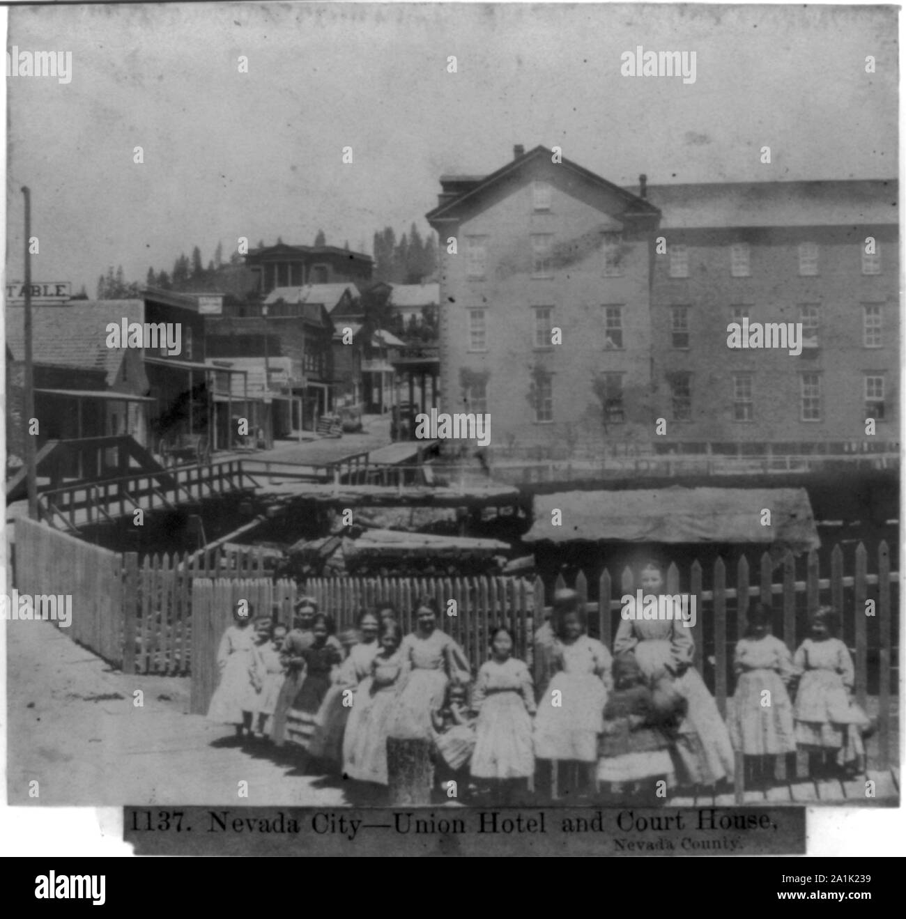 Nevada City - Union Hotel und County Court House, Nev. Stockfoto