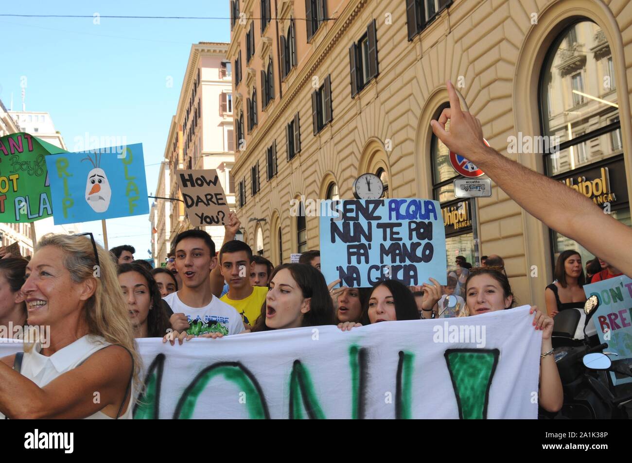 Italien, Rom, 27. September 2019: Global Climate Streik, Studenten protestieren gegen Klimaveränderungen. Unter dem Motto "Freitag für Zukunft" Foto © Fabi Stockfoto