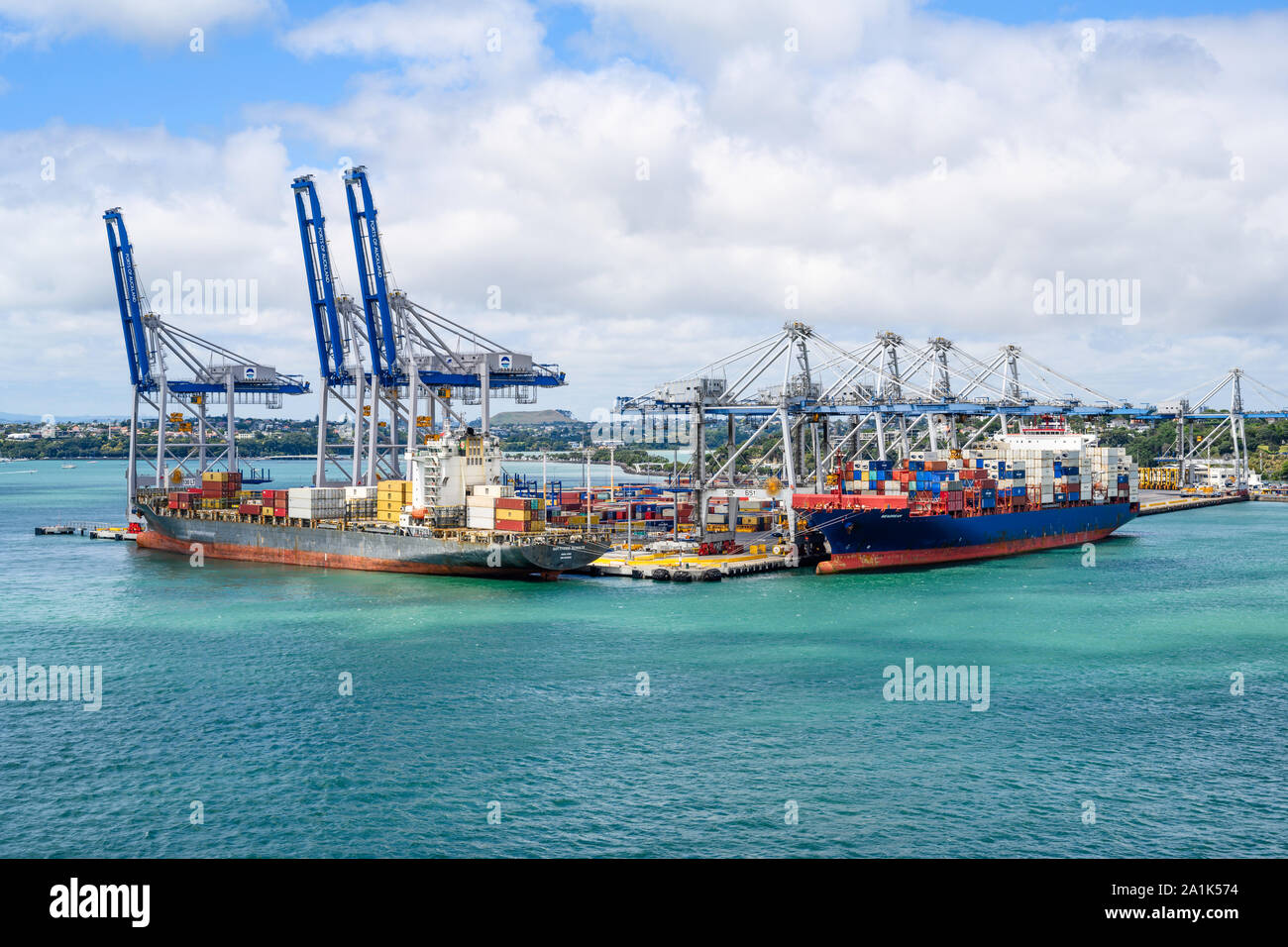 Fergusson Container Terminal, Ports von Auckland, Neuseeland. Stockfoto