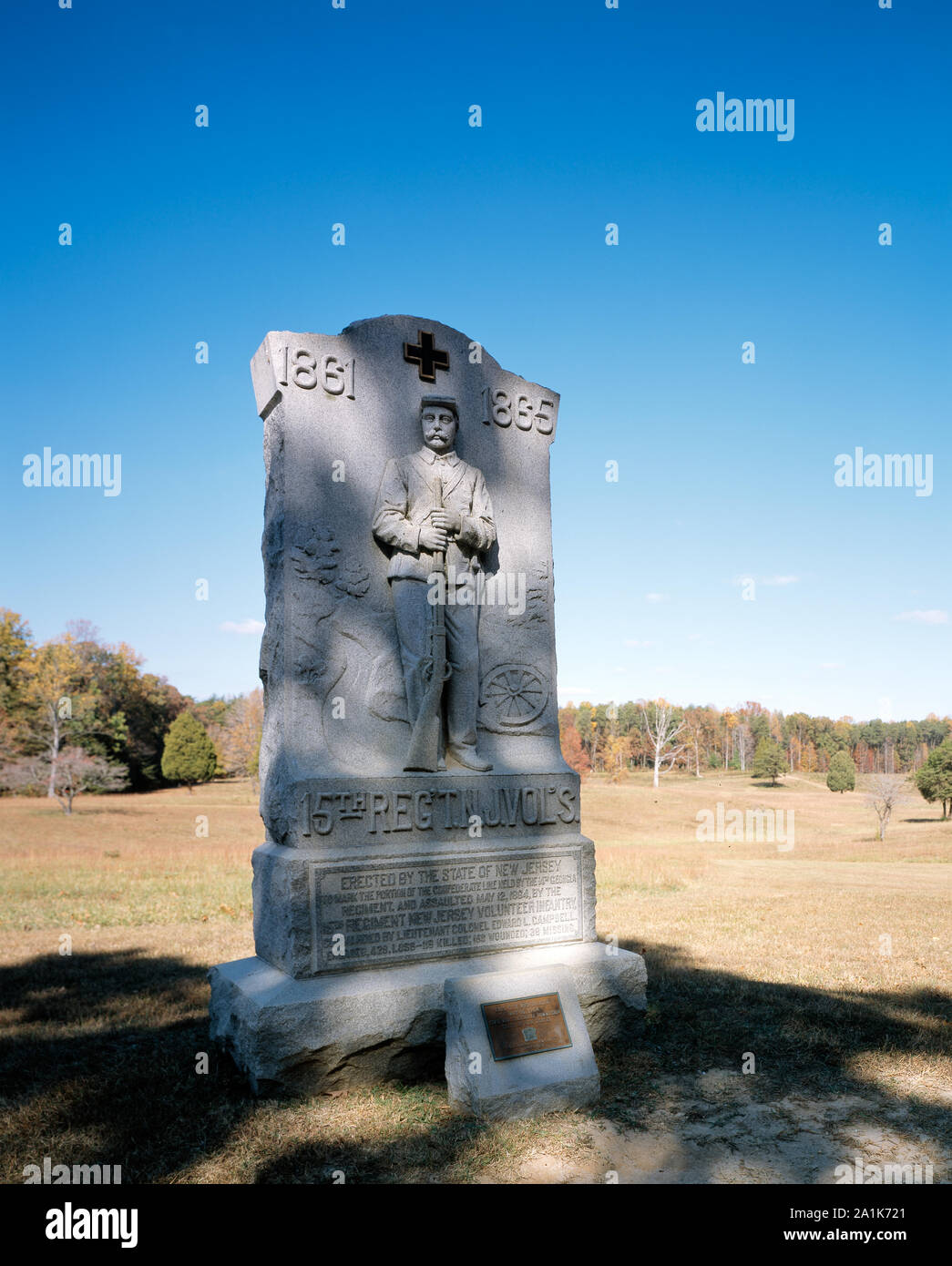 New Jersey Denkmal an den "Blutigen Winkel' Seite des Bürgerkrieges Wildnis Kampagne in Virginia Stockfoto