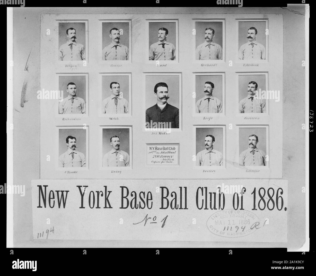 New York Base Ball Club 1886 / Fotos von John Wood, 208 Bowery, New York. Stockfoto