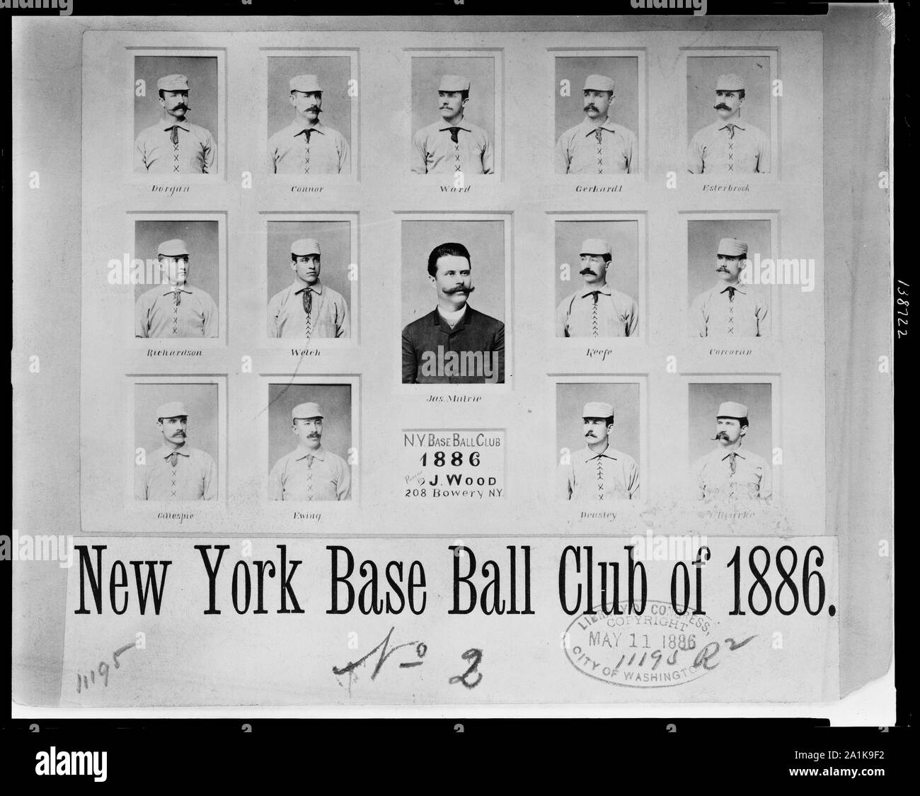 New York Base Ball Club 1886 / Fotos von John Wood, 208 Bowery, New York. Stockfoto