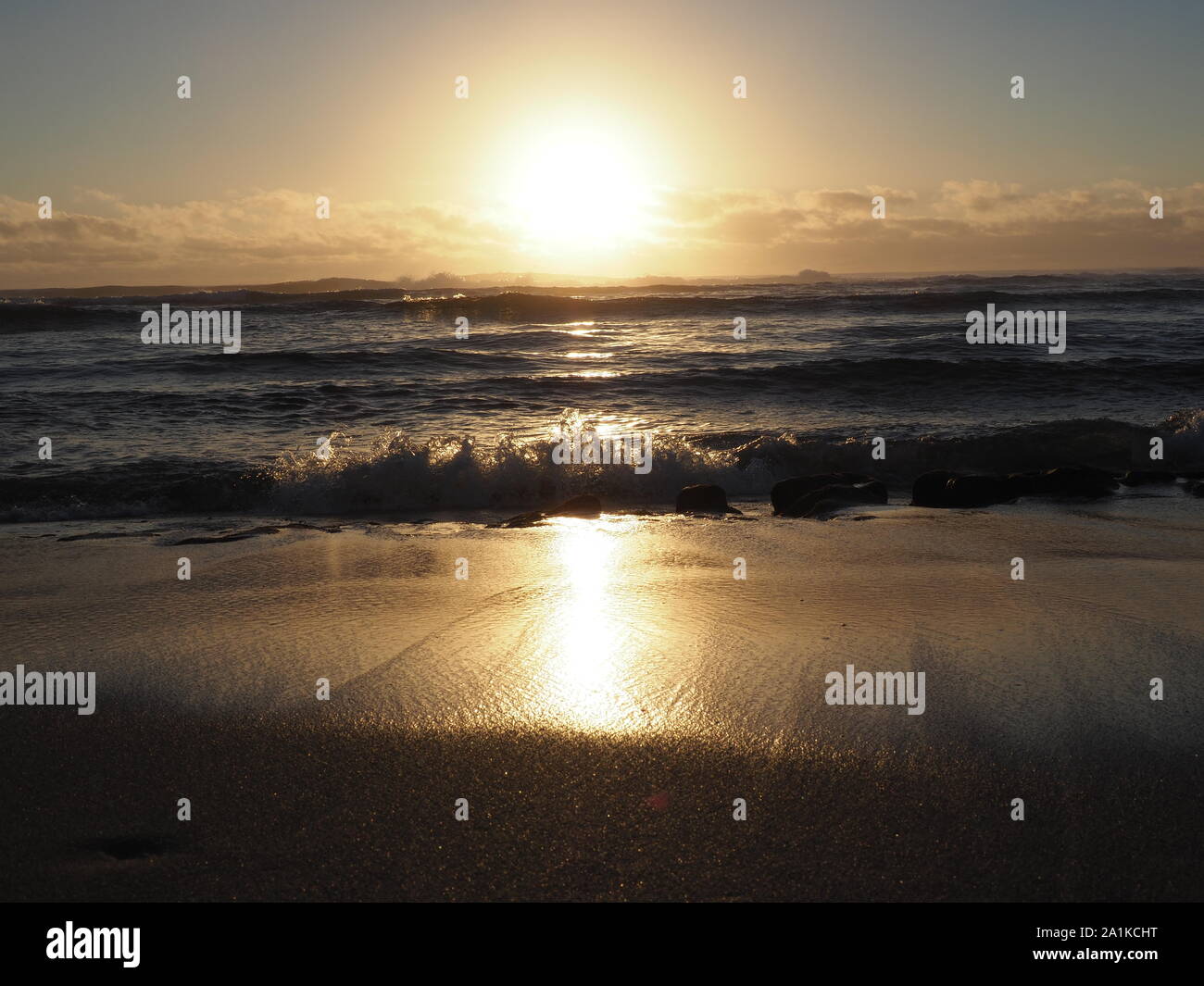 Sunrise Waikaloa Beach Kauai, Hawaii Stockfoto