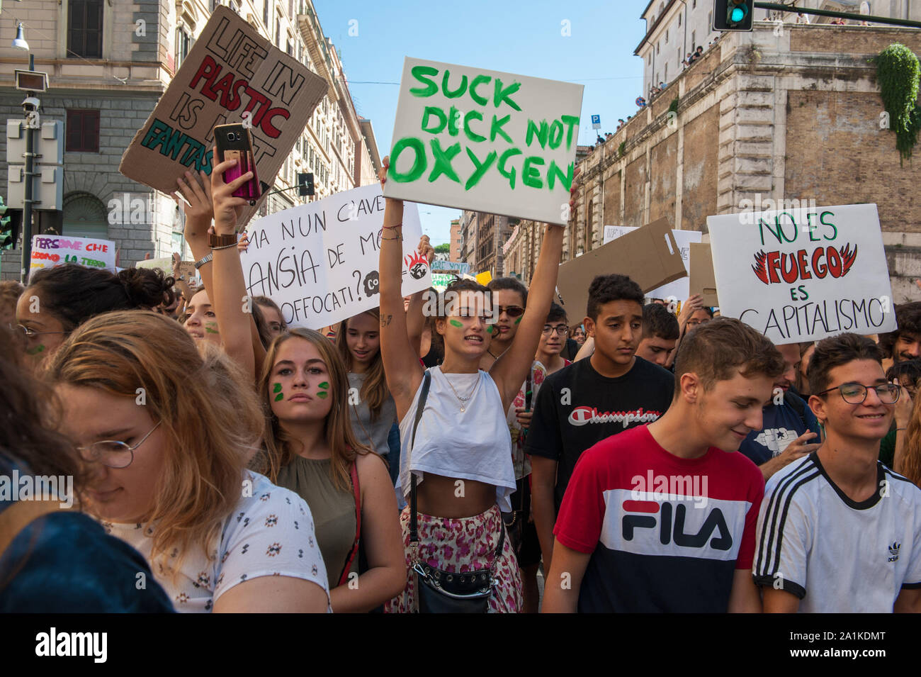 Roma, 27.09.2019: Klima global Strike, Freitags für die Zukunft. Stockfoto