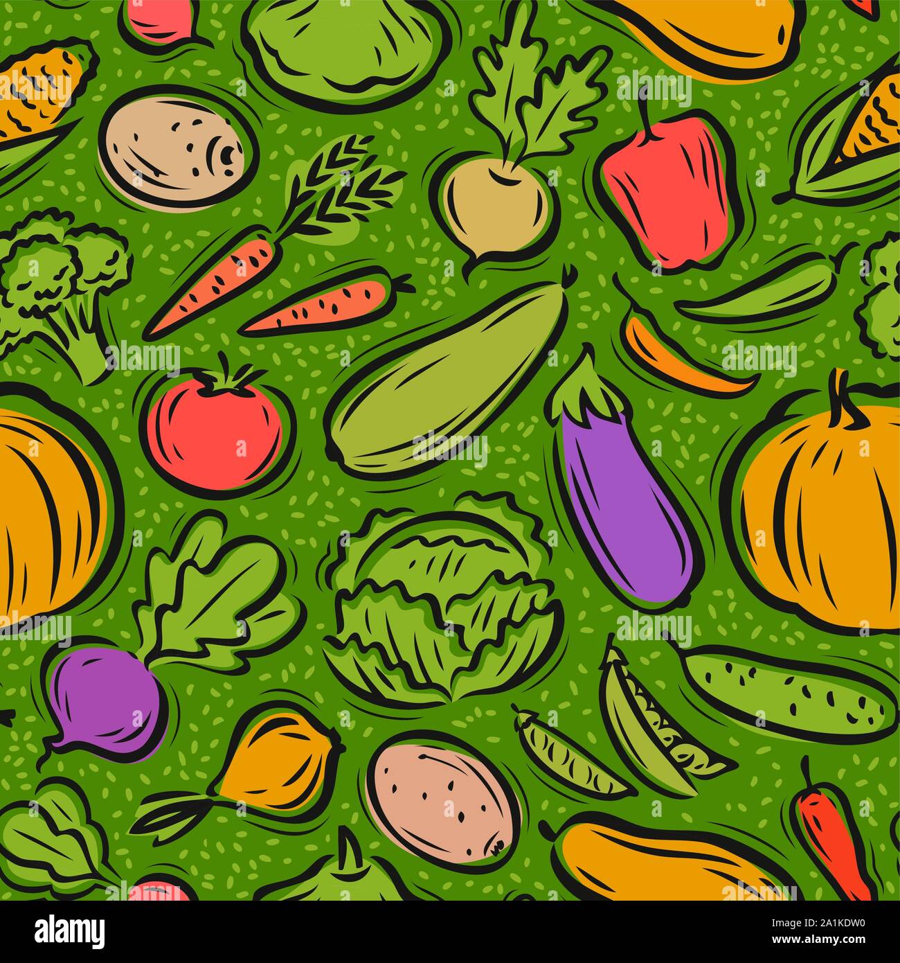 Gemüsemuster. Gesunde Lebensmittel nahtloser Hintergrund. Vektorgrafik Stock Vektor