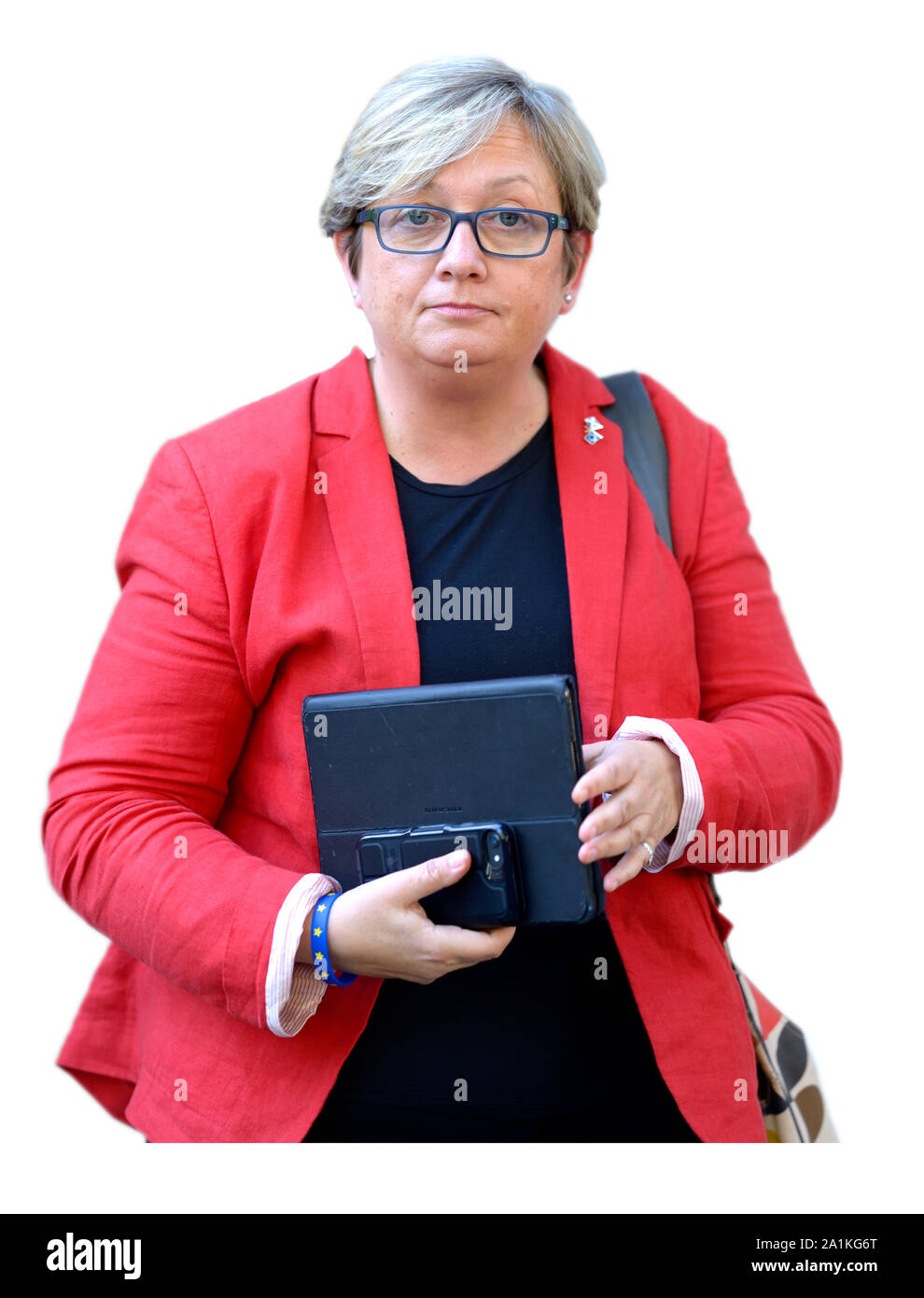 Joanna Cherry QC MP (SNP) ein Interview vor dem Obersten Gericht in London nach dem ersten Tag der Fall, in dem die Aussetzung der Parli Stockfoto