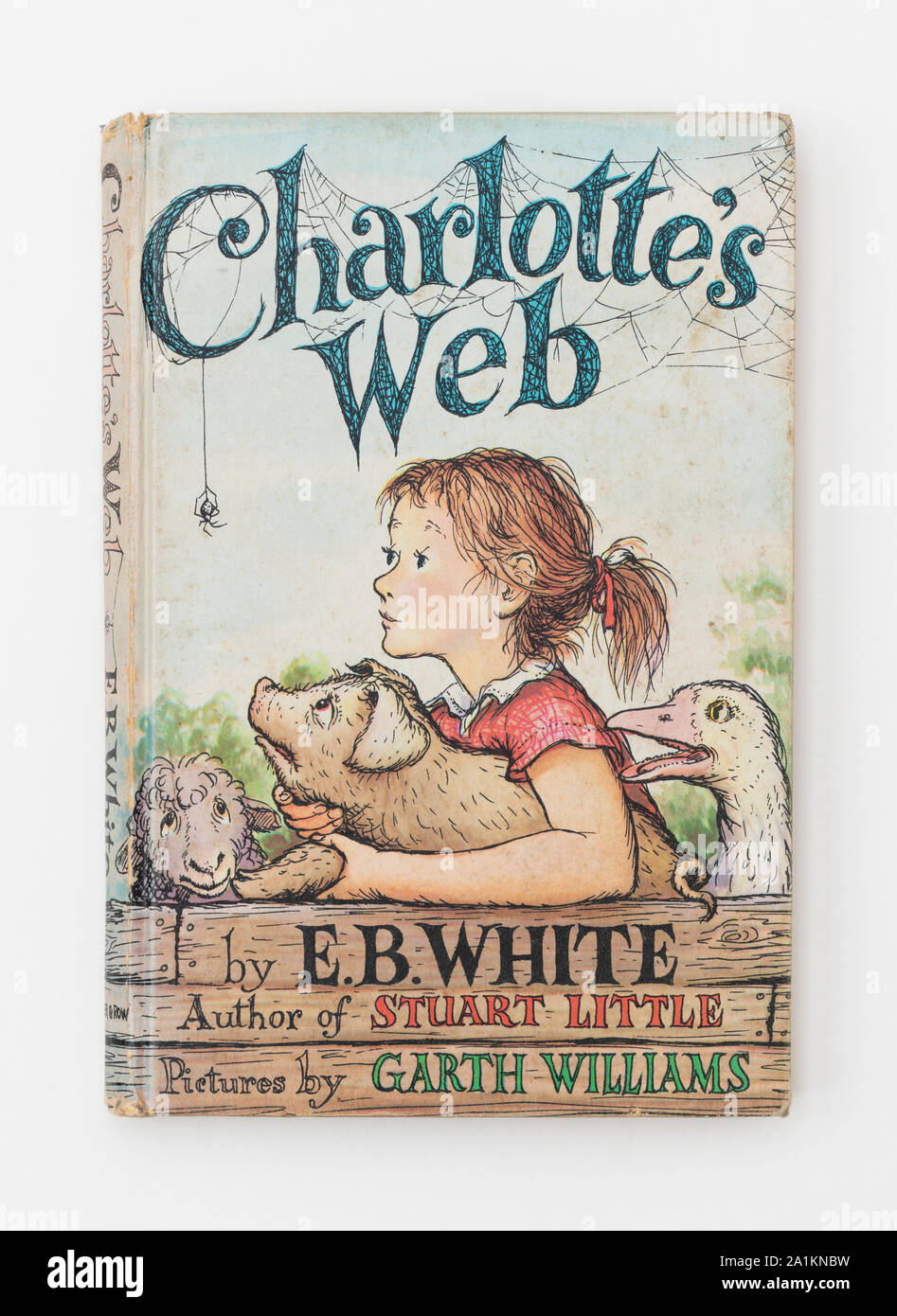 Abdeckung an der Vorderseite von Charlotte's Web von EB Weiß. Uns Hardcover first Edition mit Illustration von Garth Williams Stockfoto
