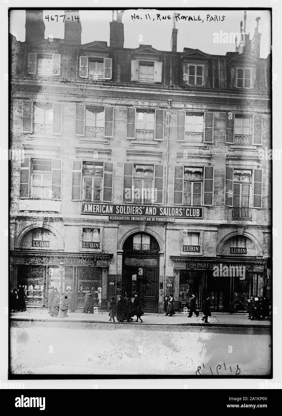 Nr. 11 Rue Royale, Paris [amerikanische Soldaten und Matrosen' Club] Stockfoto