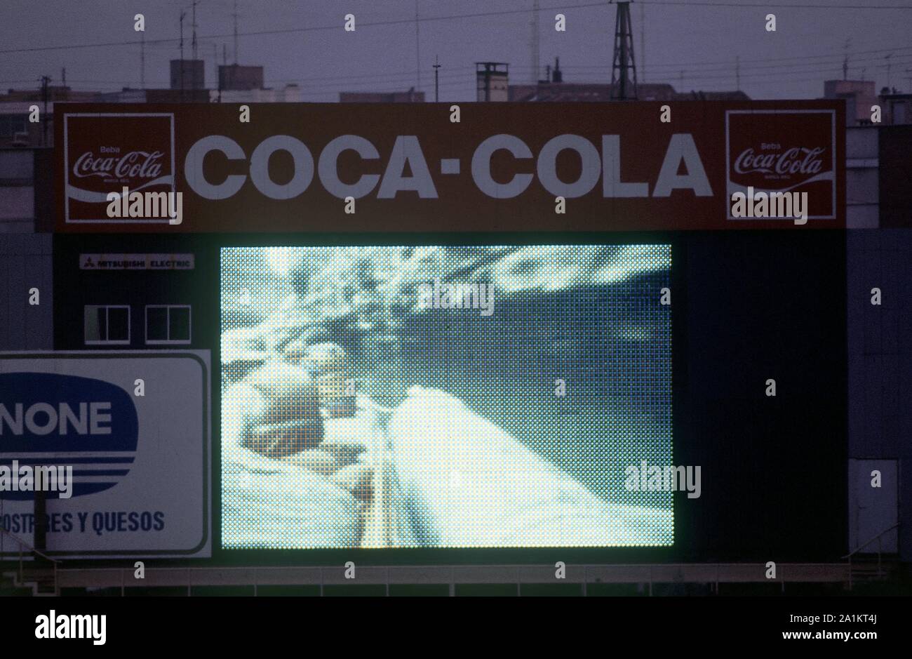 PLACIDO DOMINGO DE OTELLO - PANTALLA CON IMAGEN. Lage: Estadio Vicente Calderon. MADRID. Spanien. Stockfoto