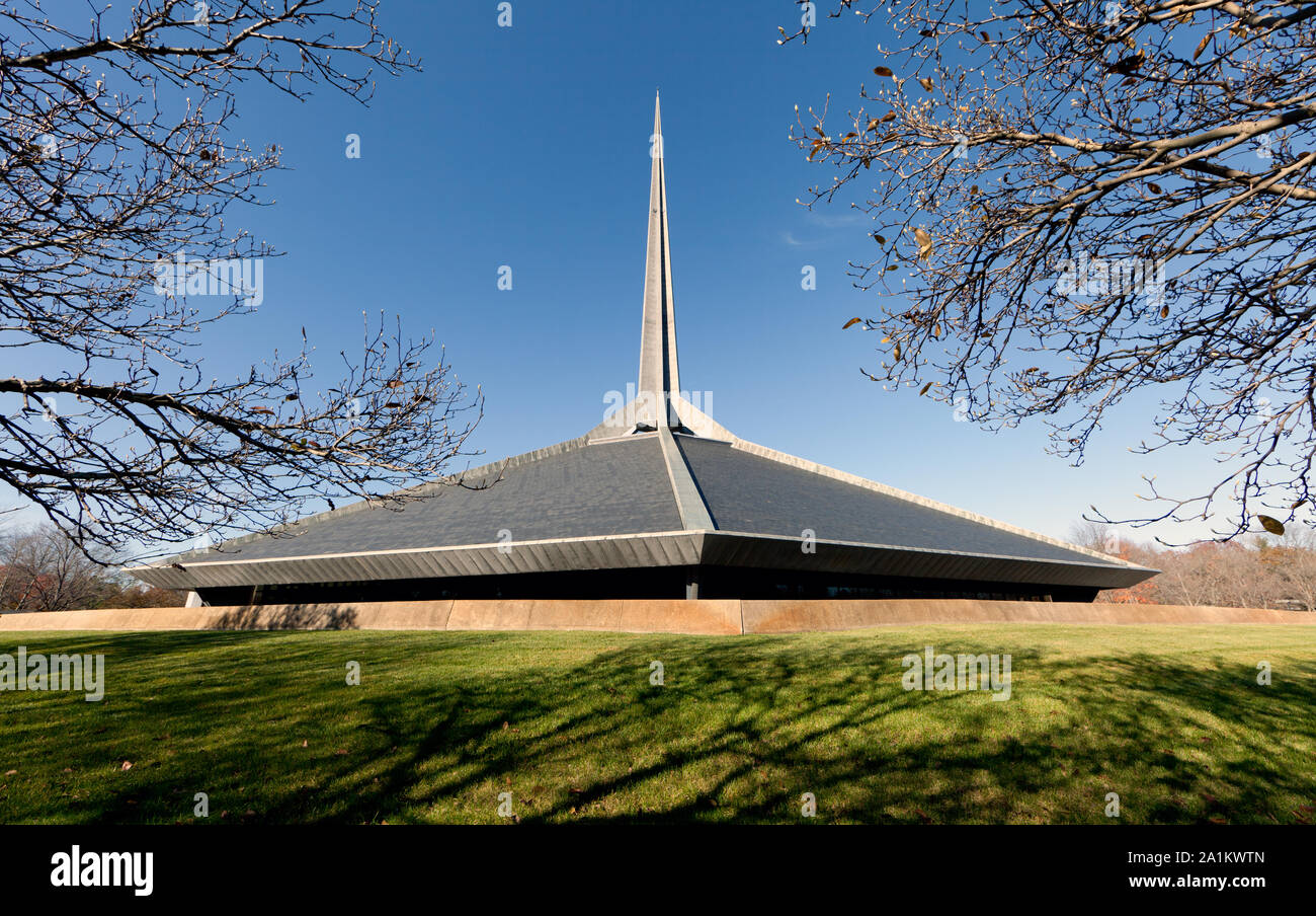 Nördlich der Christlichen Kirche, Eero Saarinen, Columbus, Indiana konzipiert Stockfoto