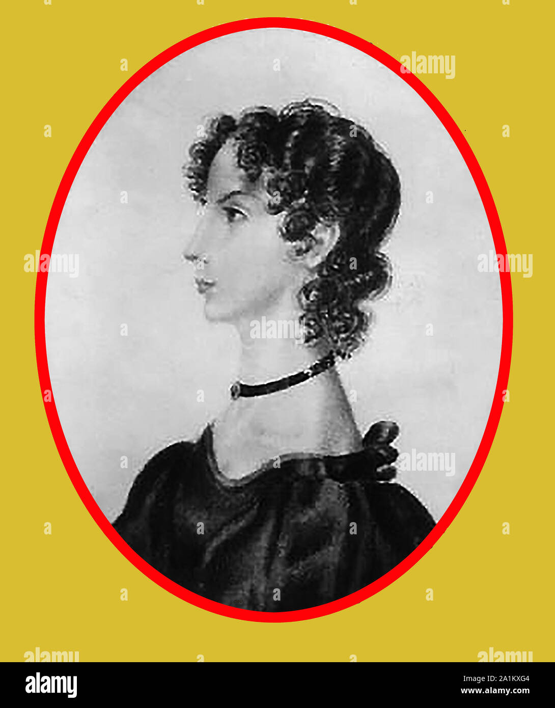 Portrait von Ann Bronte von ihrer Schwester Charlotte 17 Juni 1834 lackiert Stockfoto