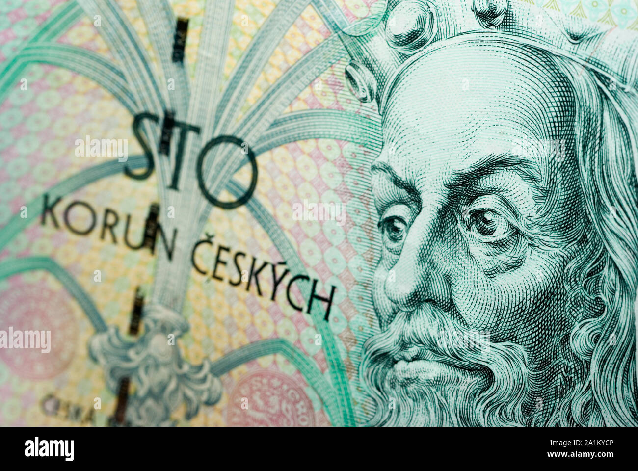 Tschechische Krone Hinweis Stockfoto