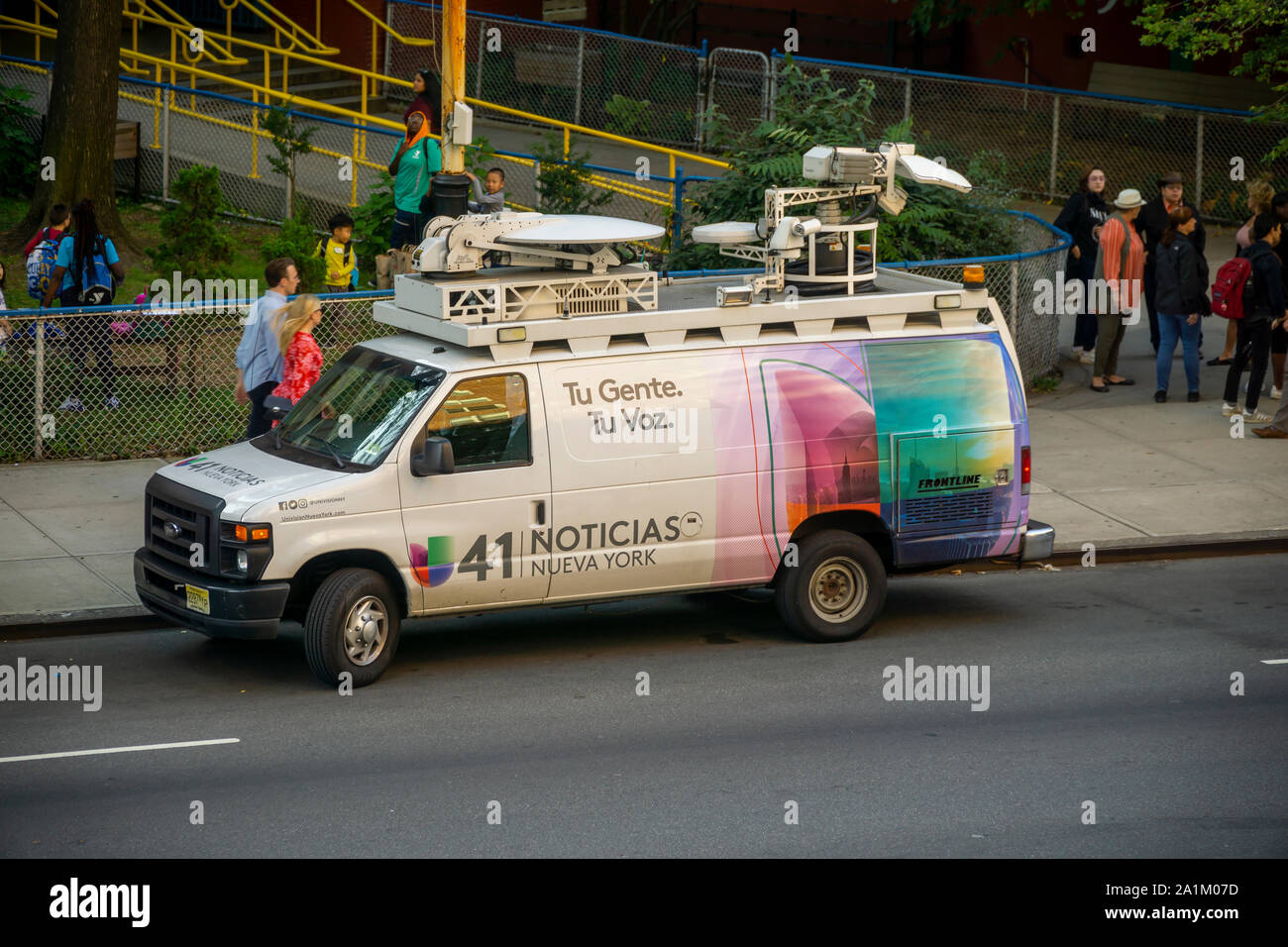 Kanal 41 Noticias New York Nachrichten van im New Yorker Stadtteil Chelsea am Mittwoch, September 18, 2019. (© Richard B. Levine) Stockfoto