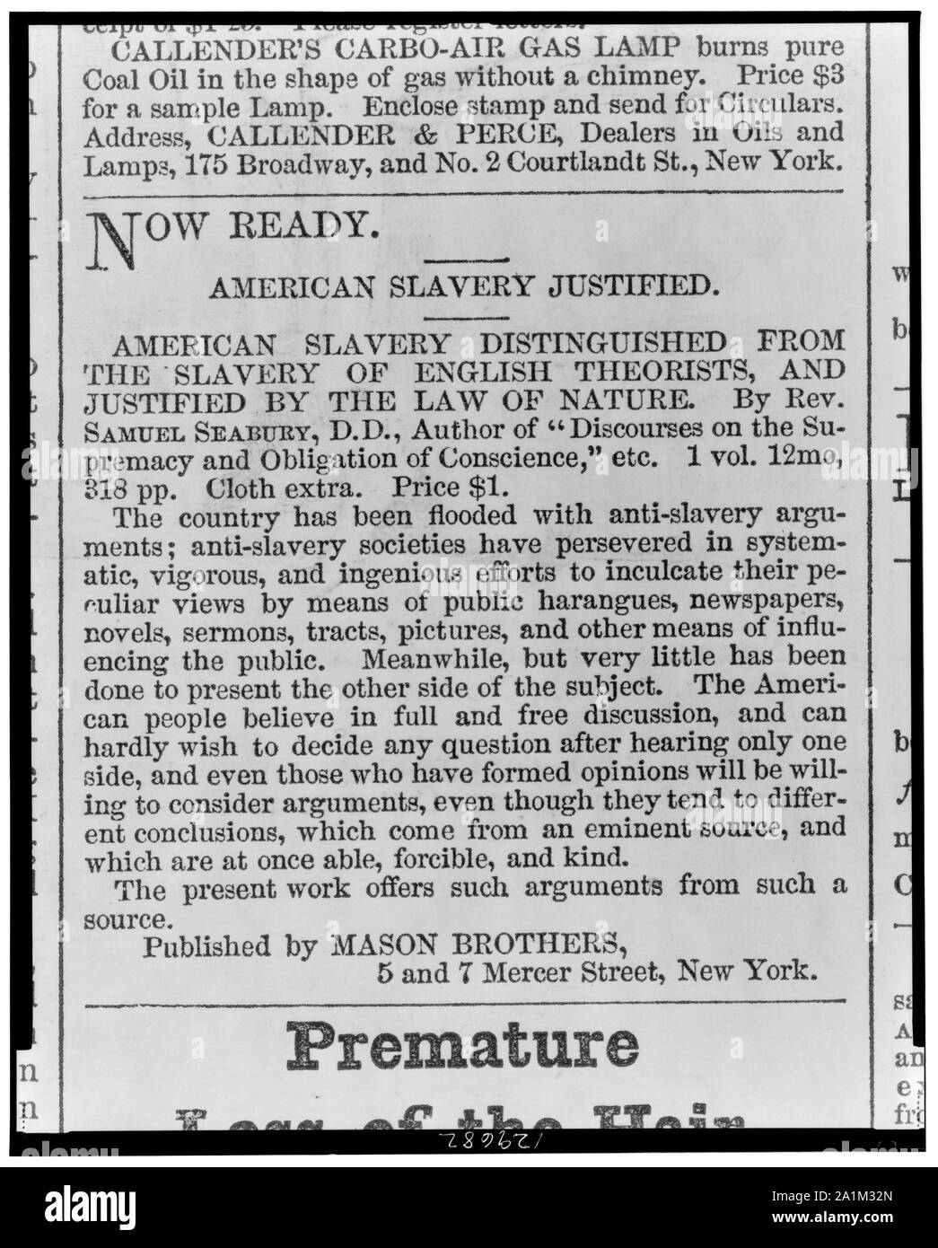 Jetzt Bereit - amerikanische Sklaverei gerechtfertigt Stockfoto