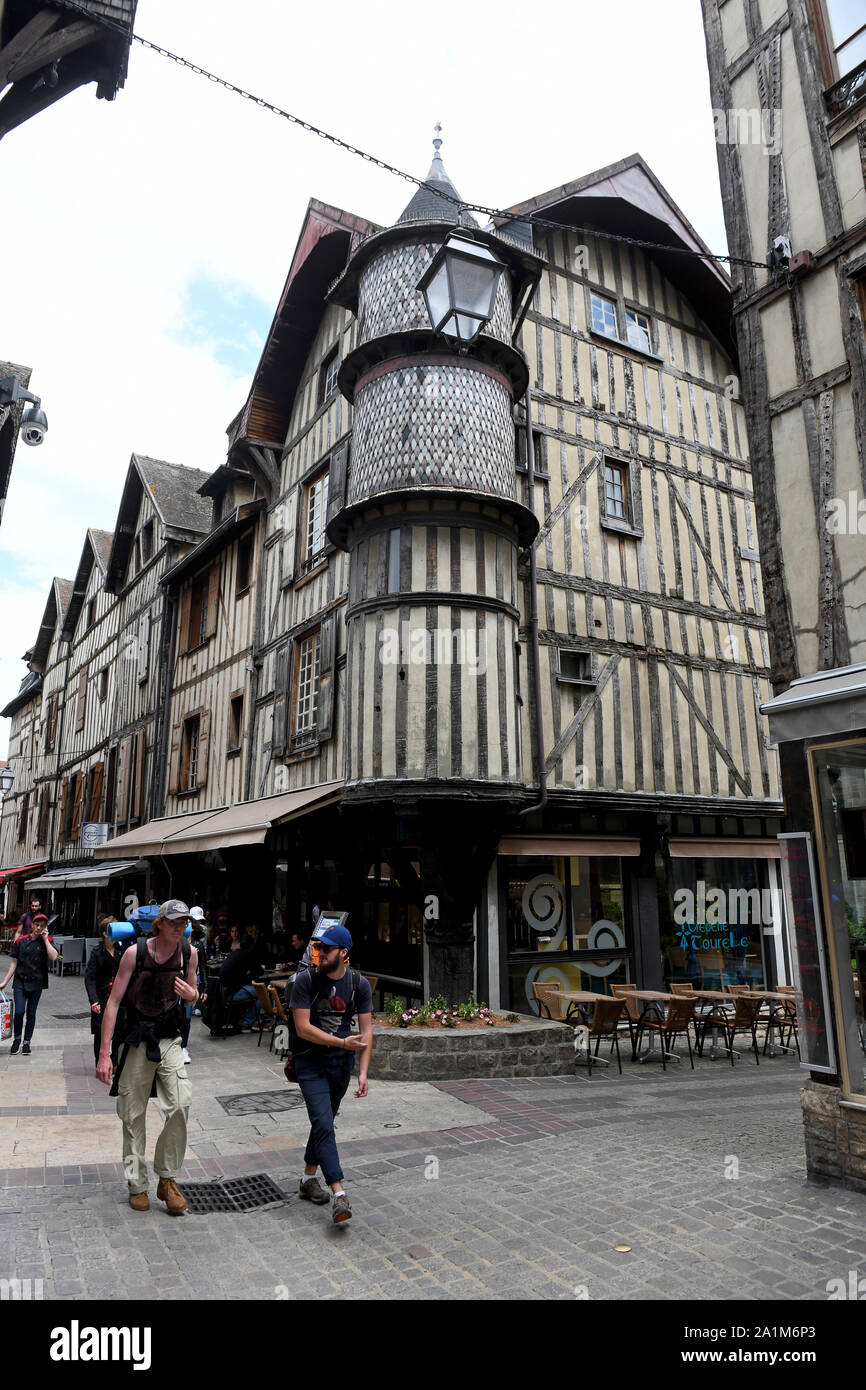 Das historische Fachwerkhaus Gebäude, Troyes, Frankreich, Europa Stockfoto