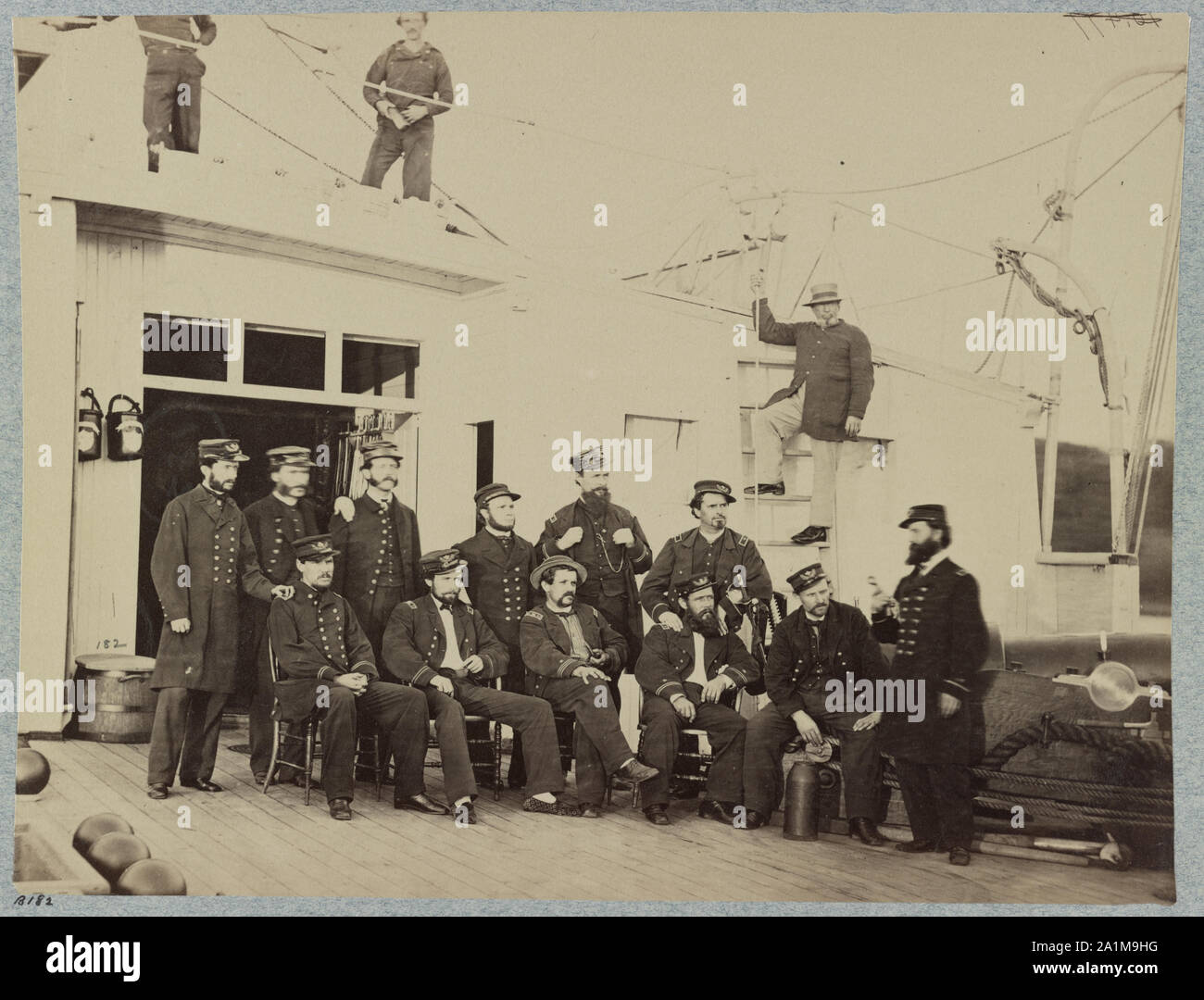 Offiziere auf Deck von US-kanonenboot Commodore Barney Stockfoto