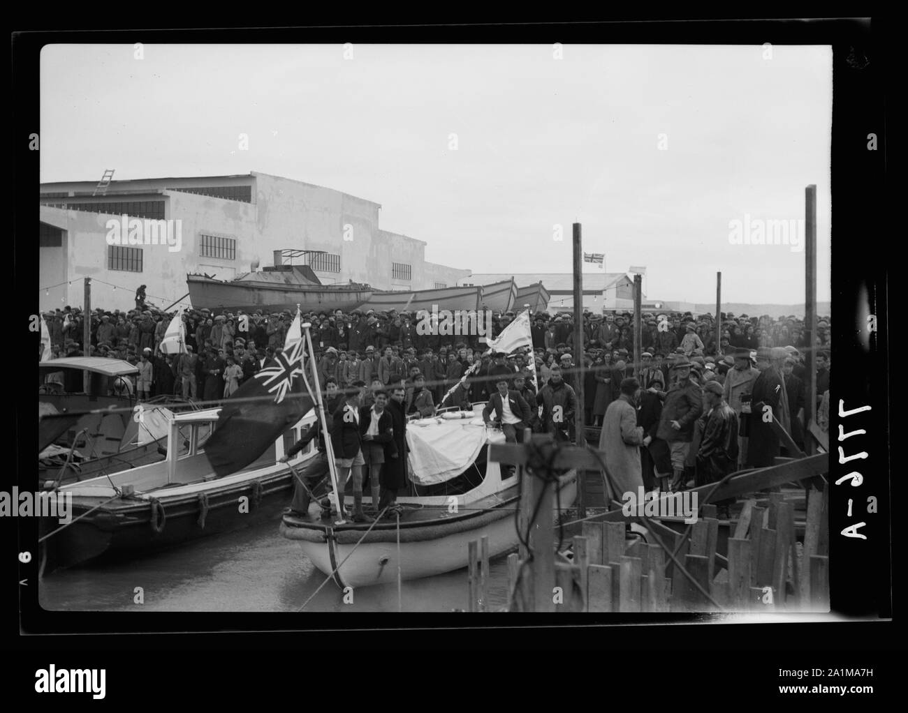 Offizielle Eröffnung des Tel Aviv Port. Fahnen & Dekoration Stockfoto