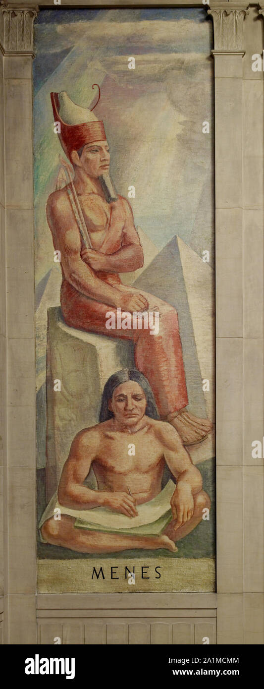 Öl malerei Menes, Treppe von großer Saal, Ministerium für Justiz, Washington, D.C Stockfoto