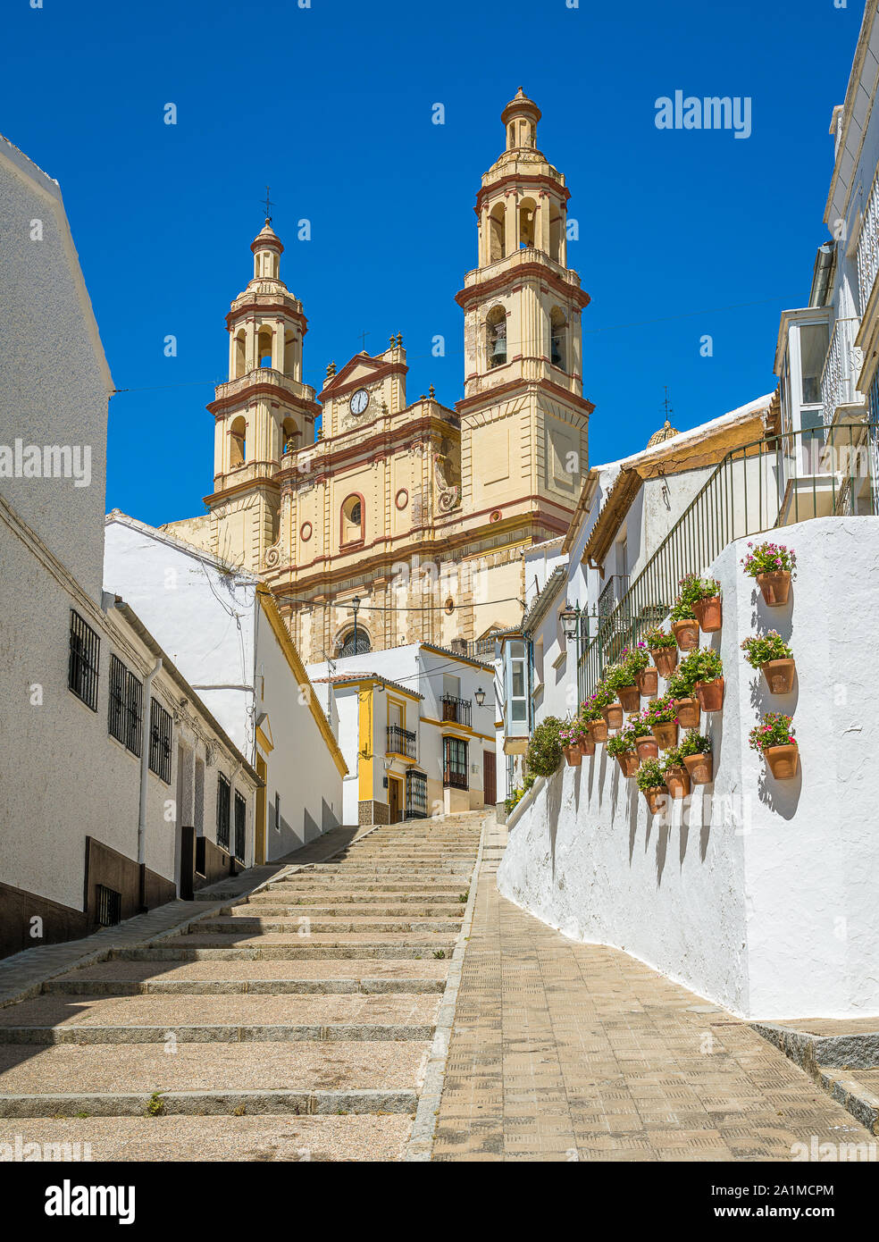 Malerische Anblick in der schönen Olvera, Provinz Cadiz, Andalusien, Spanien. Stockfoto