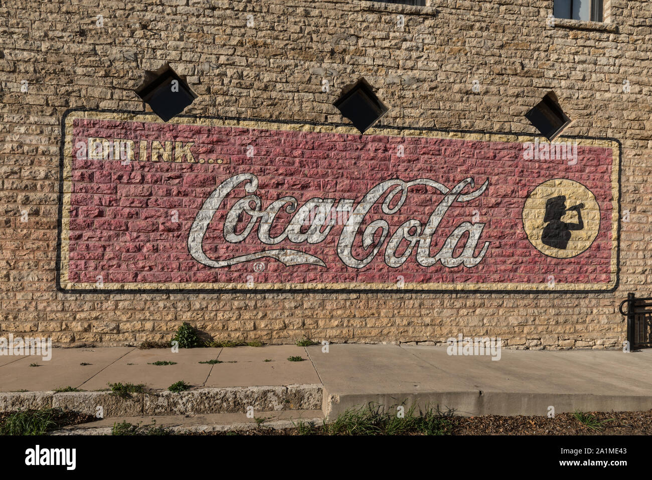 Alte Coca-Cola Werbung Wandgemälde in der Innenstadt von Hico in Hamilton County, Texas Stockfoto