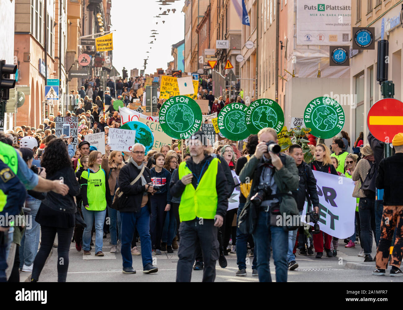 Stockholm, Schweden. 27. September 2019. Schwedische Klima Aktivisten von Greta Thunberg Protest in Stockholm inspiriert Stockfoto