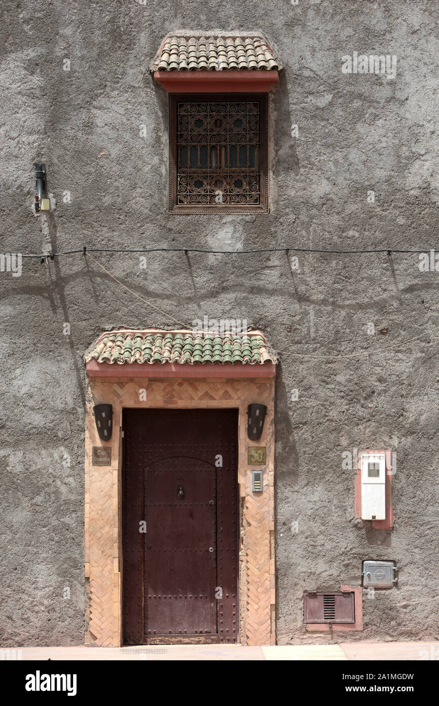 Fassade d'une habitation Marocaine. Marrakesch. Maroc. Stockfoto