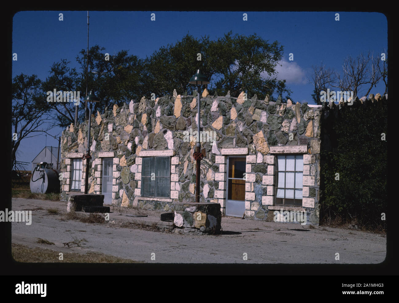 Alte Tankstelle, Hill City, Kansas Stockfoto