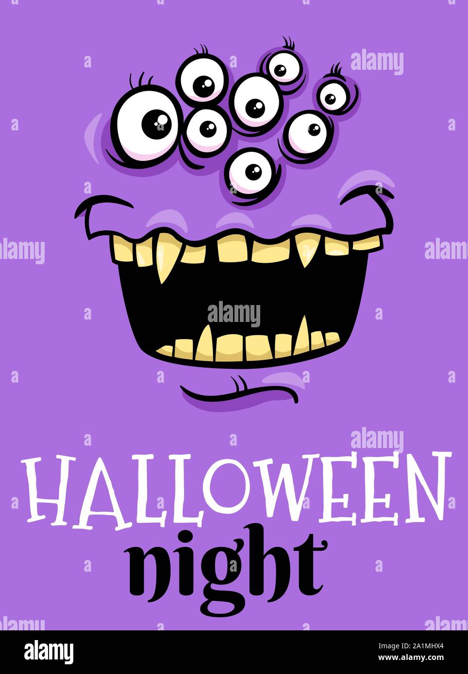 Cartoon Illustration der Halloween Party Poster Design mit komischen Monster Stock Vektor