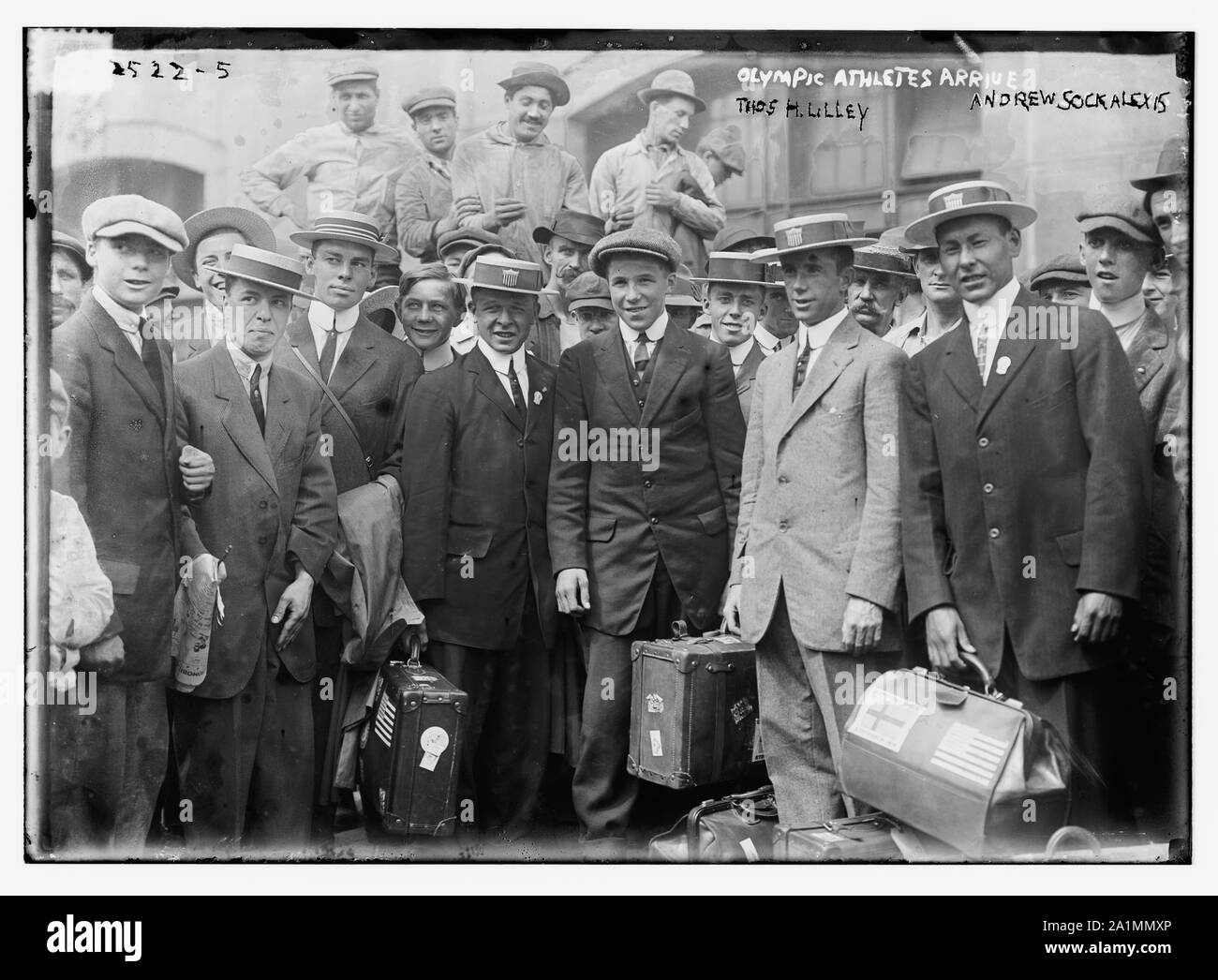 Olympische-Athleten kommen. Thos. H. Lilley, Andrew Sockalexis Stockfoto