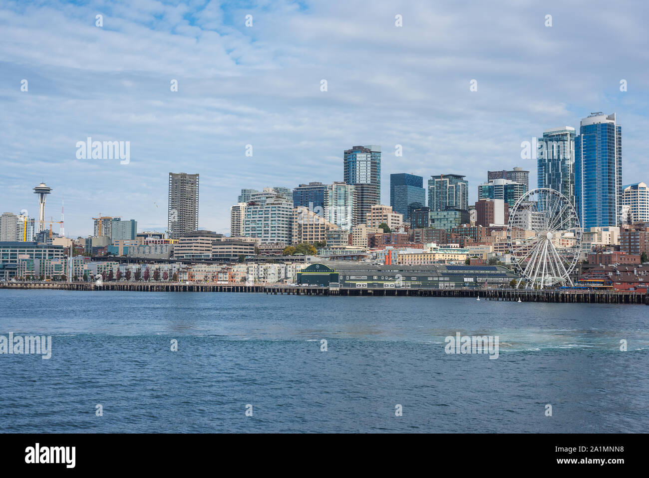 RJ Stile Landschaftsfotografie Seattle Washington Foto Space Needle Waterfront Riesenrad Gebäude Wolkenkratzer das Stadtbild Bilder Stockfoto
