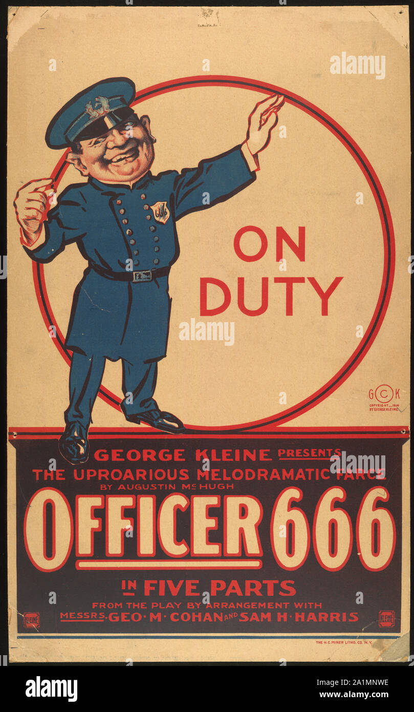 Auf Aufgabe, George Kleine präsentiert die lärmende melodramatischen Farce von Augustinus McHugh, Officer 666 in fünf Teilen Stockfoto