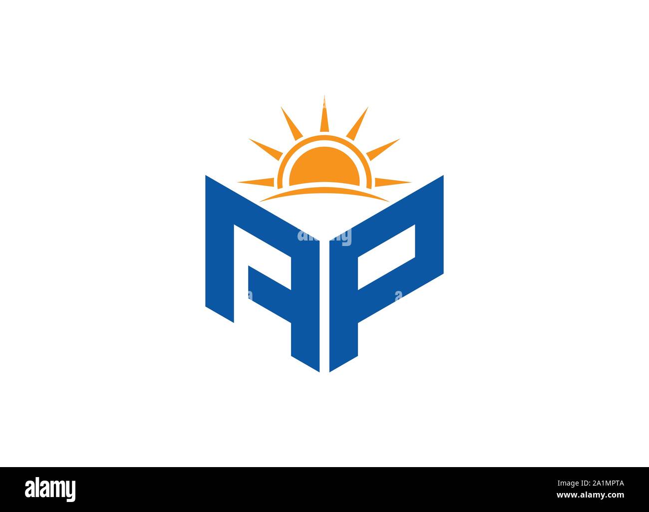 Abstrakte polygonalen Schreiben Logo, Hexagon schreiben Logo, polygonal Brief mit Sun Logo singen und Symbol, Monogramm logo, Sun Logo Design, sunset Logo Stock Vektor