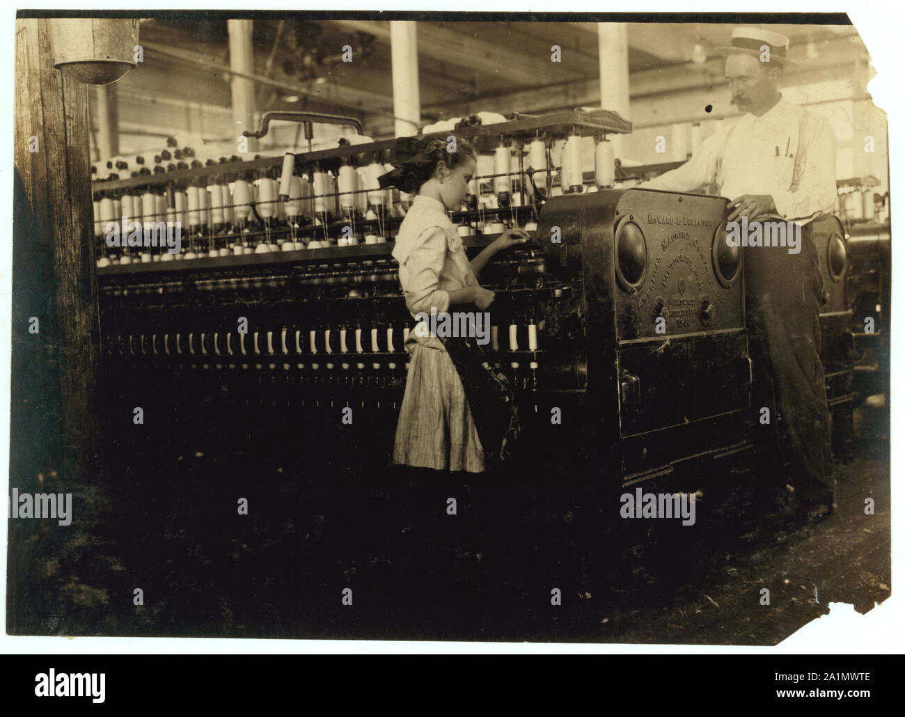 Einer der jungen Spinner und die Supp. Yazoo City Garn Mühlen. Stockfoto