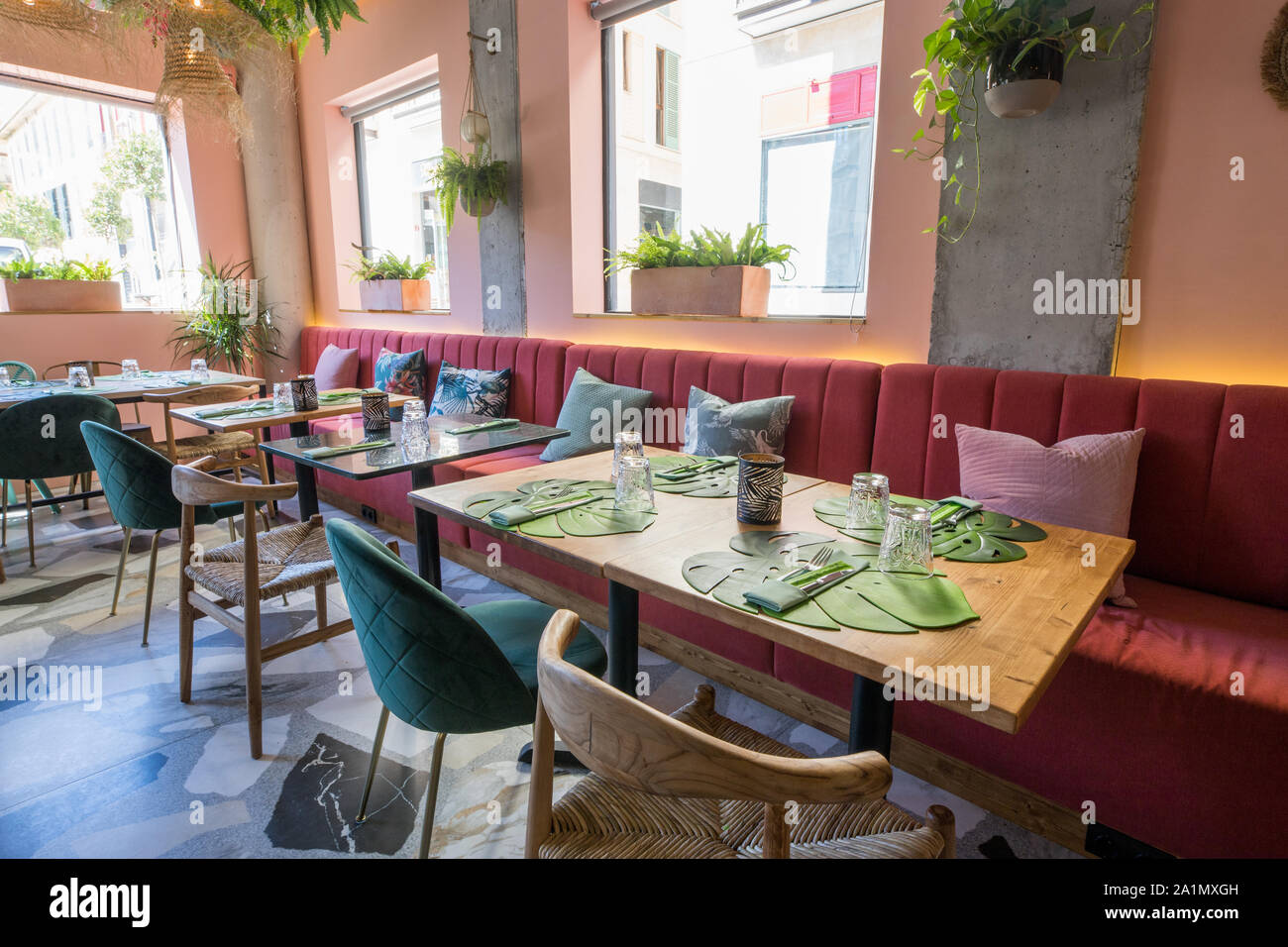 Restaurant Inneneinrichtung, Mallorca, Spanien, Europa Stockfoto