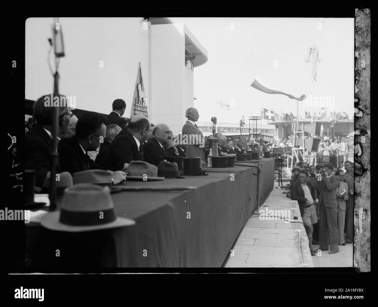 Eröffnung des Levant Messe. Tel Aviv Ap [ril 30], 1936. Verschiedene an der Dias Stockfoto