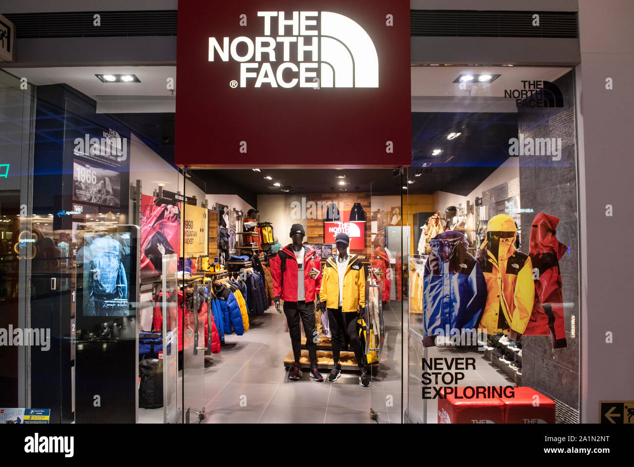 American Outdoor Bekleidung Marke The North Face Store in Hongkong. Stockfoto