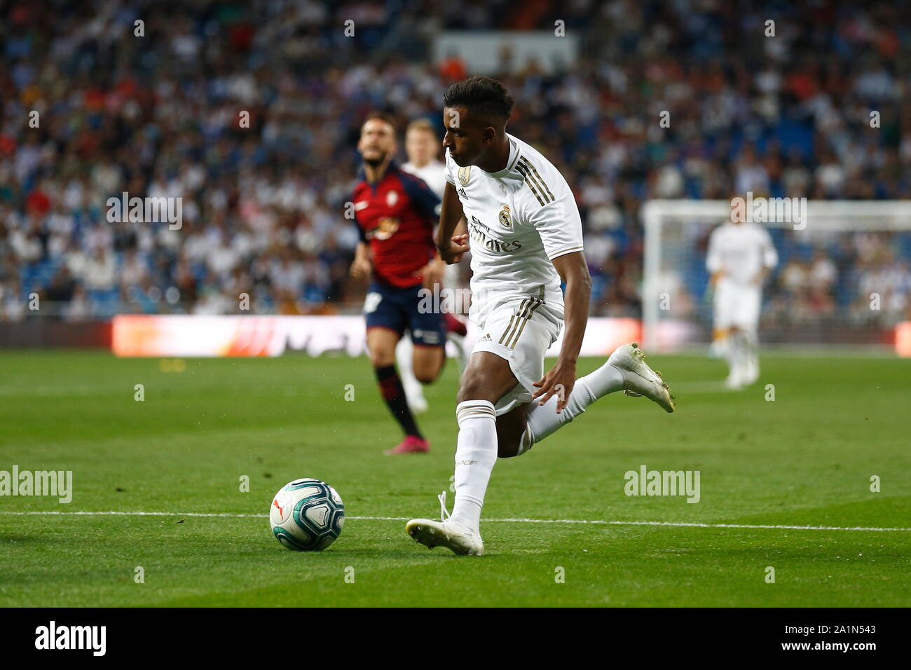 Madrid, Spanien. 25 Sep, 2019. Rodrygo Goez (Real) Fußball: Spanisch "La Liga Santander' Match zwischen Real Madrid CF 2:0 CA Osasuna im Santiago Bernabeu in Madrid, Spanien. Credit: mutsu Kawamori/LBA/Alamy leben Nachrichten Stockfoto