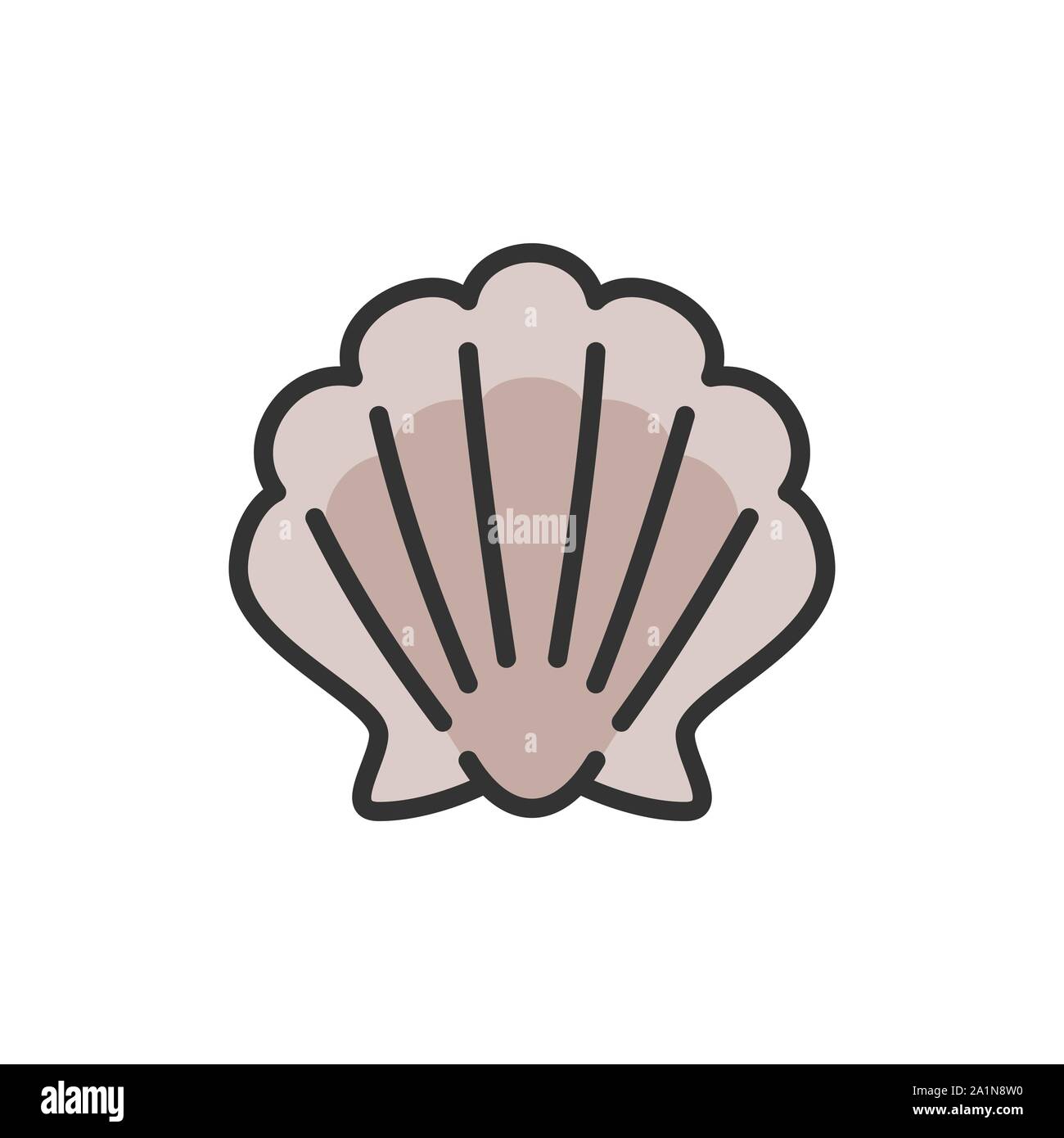Vector shell, seashell Flachbild Color Line Symbol. Stock Vektor