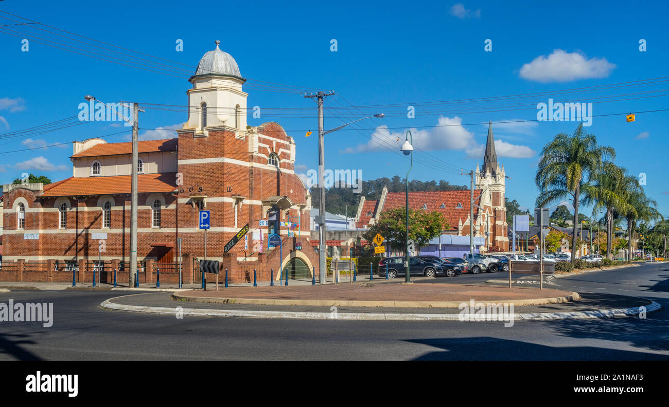 Blick auf den byzantinischen-inspirierten "ehemalige Kirche Christi und Lismore Presbyterianische Kirche in den nördlichen Flüsse region Stadt Lismore, nordöstliche Stockfoto
