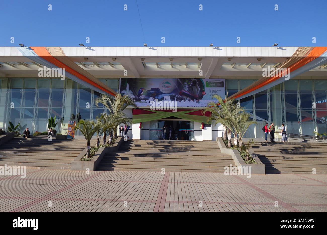 Eingang von Conference Center Ivato, Antananarivo, Madagaskar. Keine MR oder PR Stockfoto