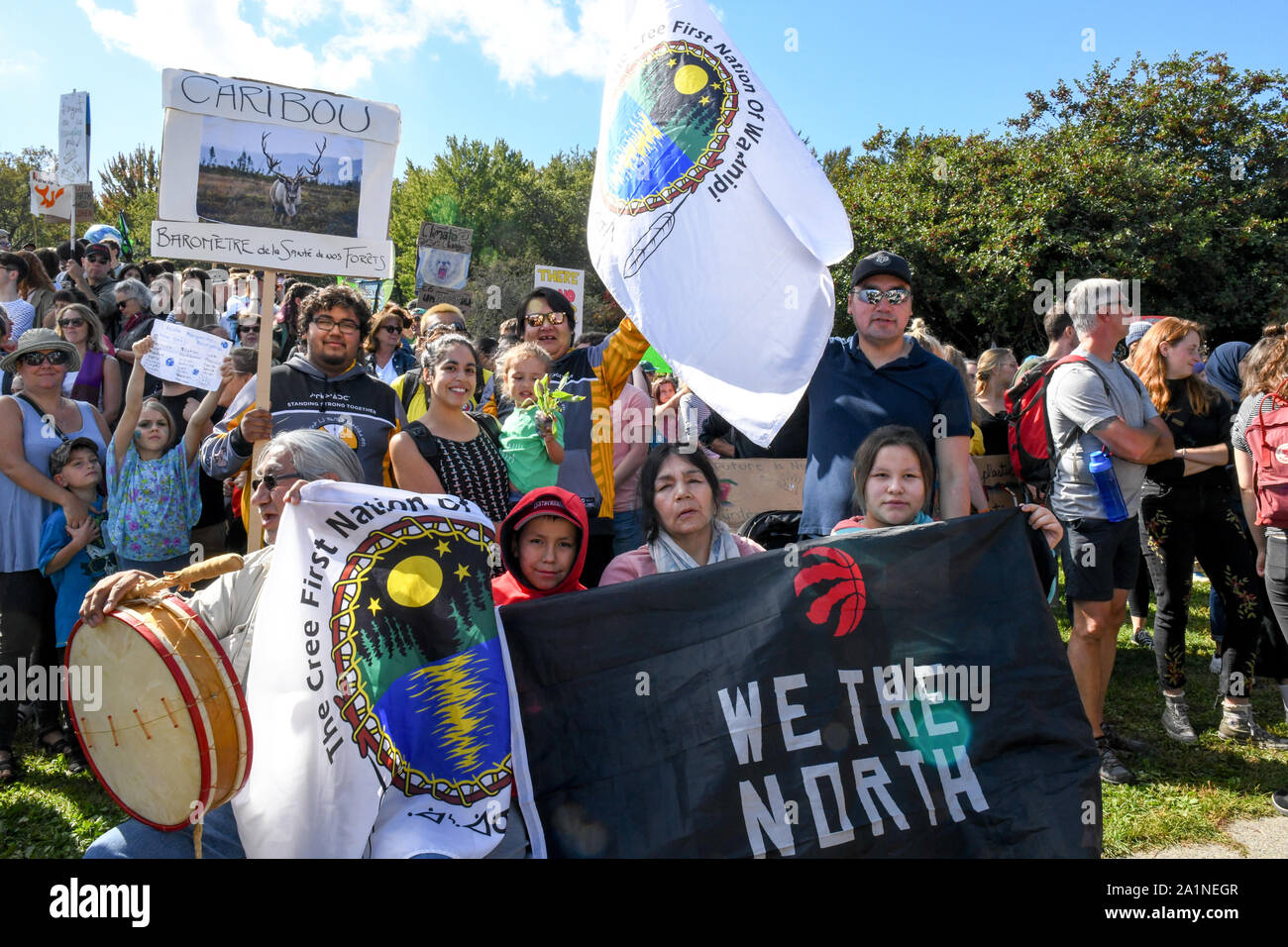 In Montreal, Kanada, eine halbe Million Menschen kamen, um das globale Klima Streik am 27. September 2019. Sie forderten mehr konkrete Maßnahmen von Behörden, die globale Erwärmung und den Klimawandel zu begegnen. Stockfoto