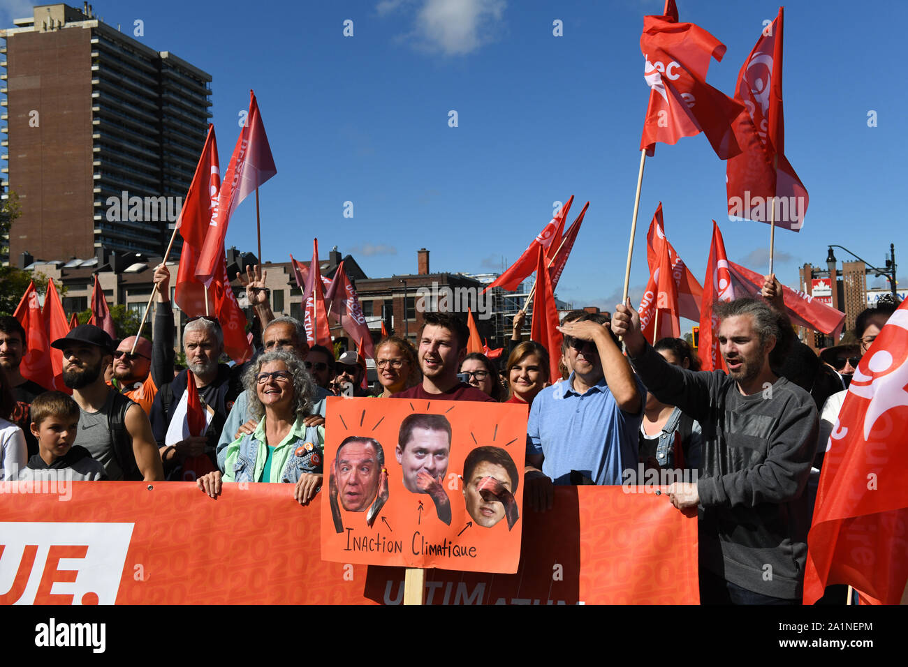 In Montreal, Kanada, eine halbe Million Menschen kamen, um das globale Klima Streik am 27. September 2019. Sie forderten mehr konkrete Maßnahmen von Behörden, die globale Erwärmung und den Klimawandel zu begegnen. Stockfoto