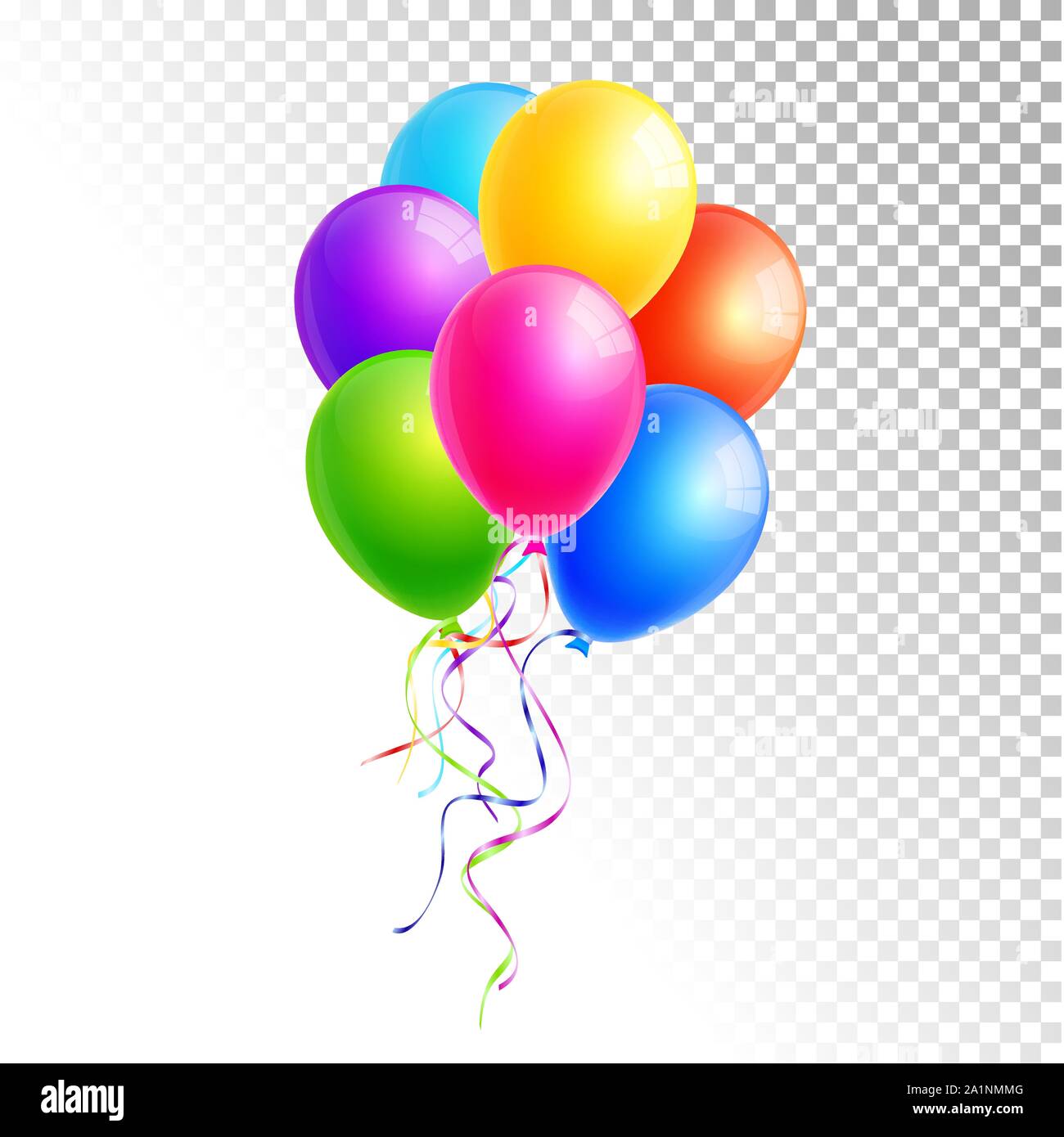 Bunte Ballons auf weißen und transparenten Hintergrund Vektor isoliert Stock Vektor