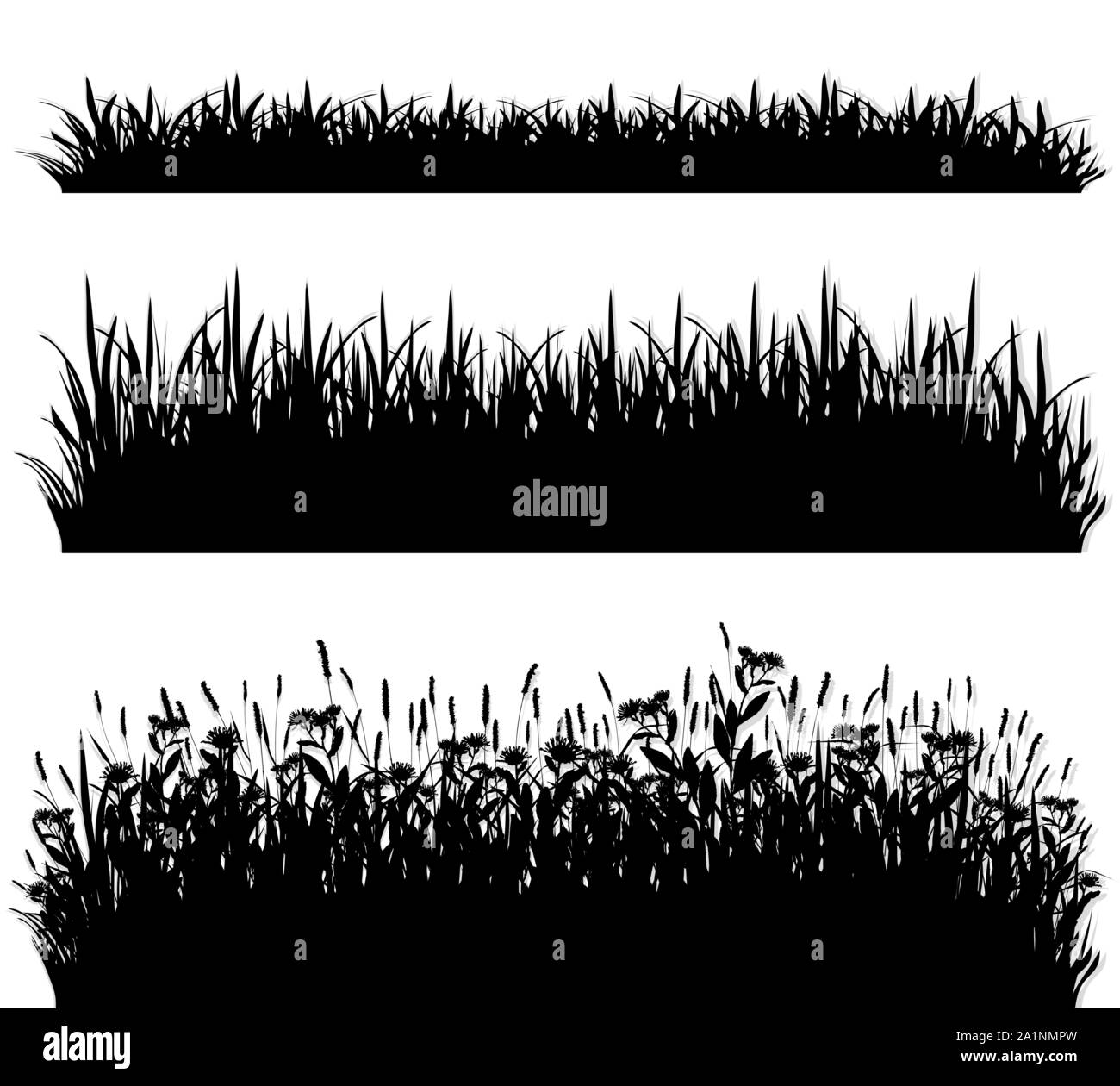 Gras Grenzen silhouette Vektor einrichten Stock Vektor