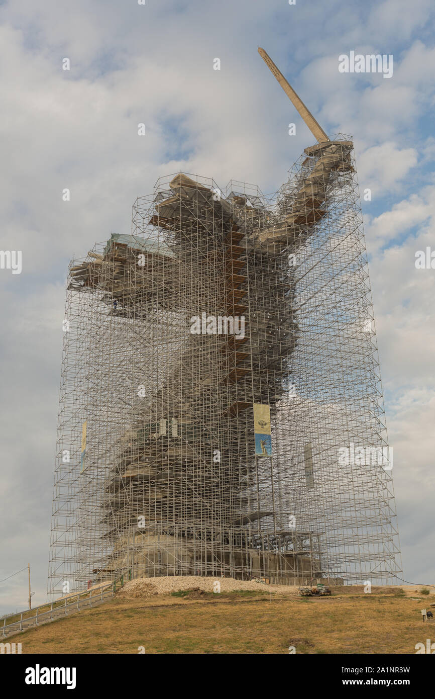 Wolgograd, Russland, August 2019 Mutter Heimat denkmal Wolgograd Mamaev Kurgan. Stockfoto